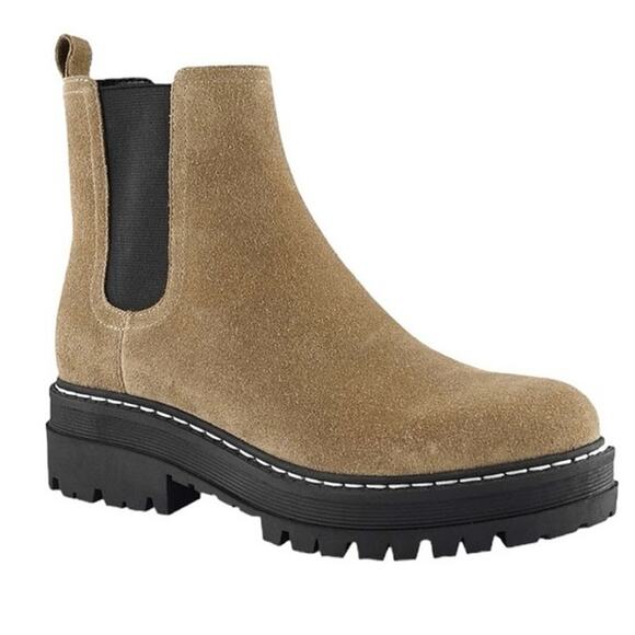 MARC FISHER LTD Women’s Padmia Suede Pull on Chelsea Boots light natural-Size 10 - Picture 1 of 7